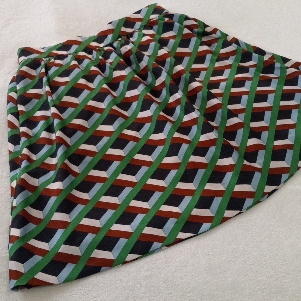J. Crew Ratti Retro Silk Geometric Skirt in Simpatico Diamond Lattice NWT - Picture 9 of 16